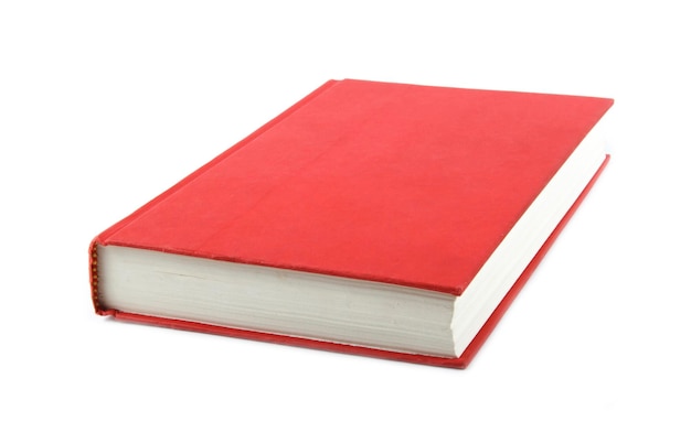 Close-up van een open boek tegen een witte achtergrond