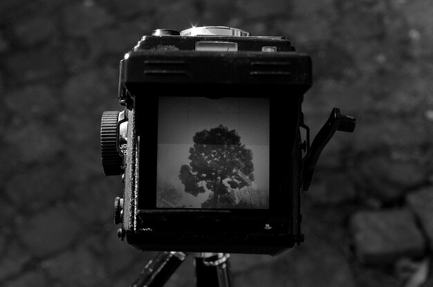 Foto close-up van een oude camera