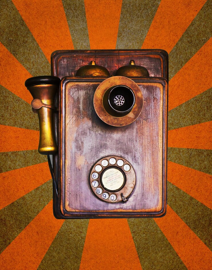 Foto close-up van een oude roterende telefoon