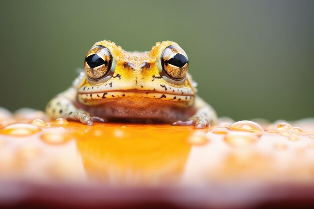 Foto close-up van een pad op een lelie pad