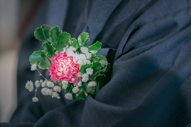 Foto close-up van een persoon die een roze bloeiende plant vasthoudt