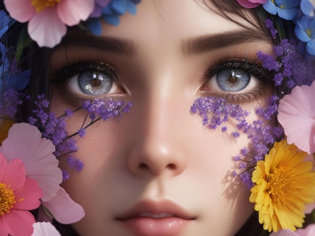 Close-up van een persoon met een gezicht Bloemen