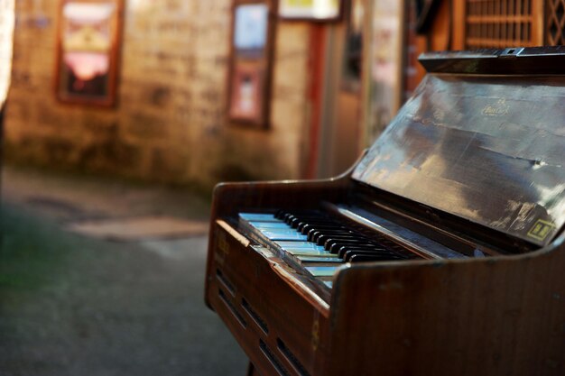 Foto close-up van een piano