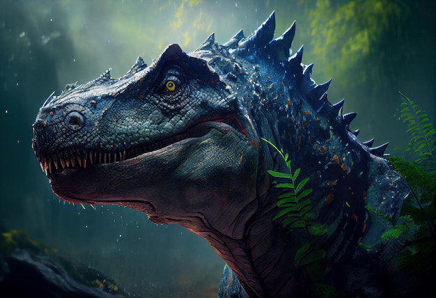 Close-up van een portret van een Carnotaurus-dinosaurus