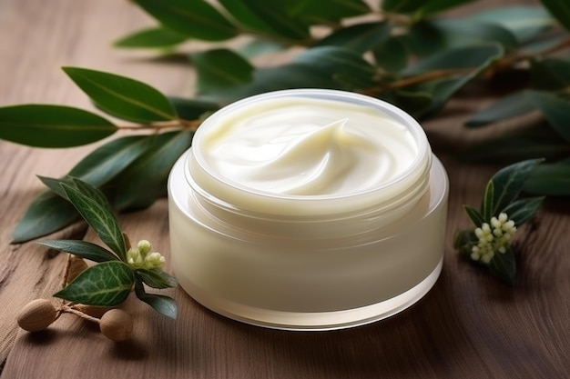 Close-up van een pot natuurlijke crème Concept van natuurlijke crème