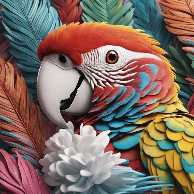 Close-up van een prachtige papegaai generatieve ai