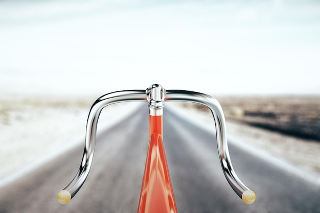 Foto close-up van een rode fietsstang op de achtergrond reisconcept 3d-rendering