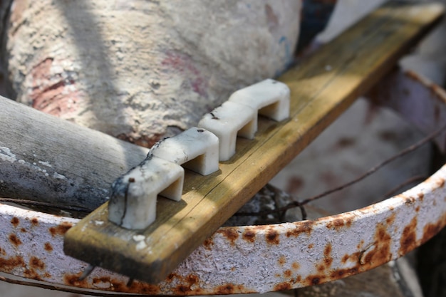 Foto close-up van een roestige machineonderdeel