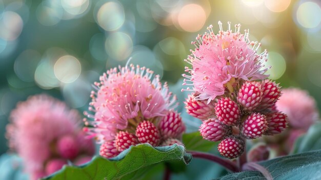 Close-up van een roze blaadje op een groene achtergrond