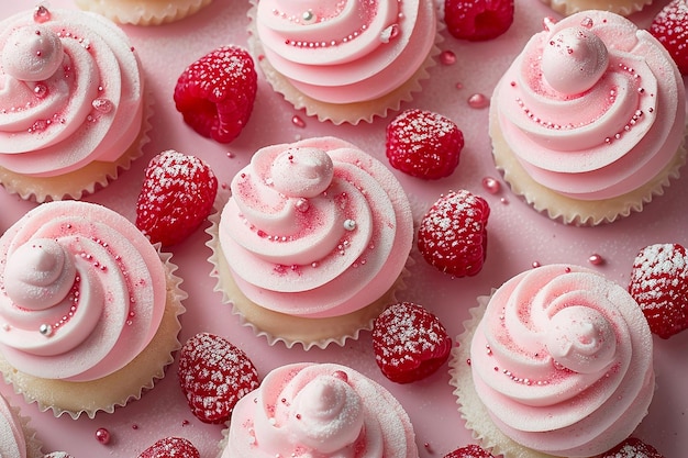 Close-up van een roze cupcake met ijs op de achtergrond