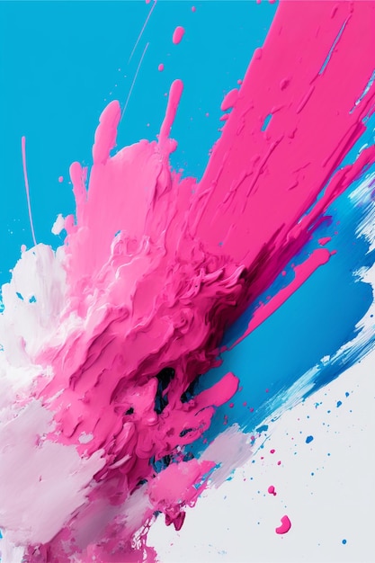 Close up van een roze en blauwe verf splatter generatieve ai