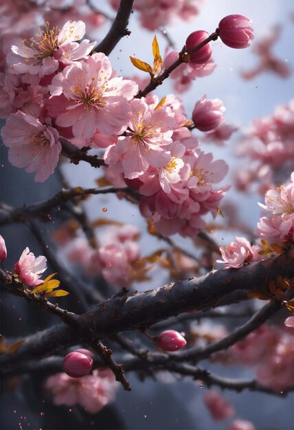 close-up van een roze kersenbloesemboom