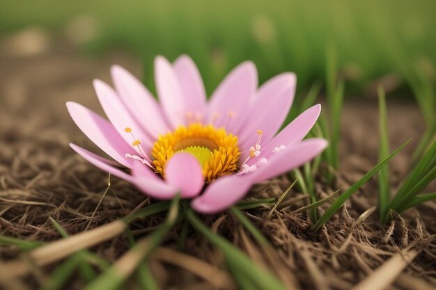 Close-up van een roze kosmose bloem op het veld