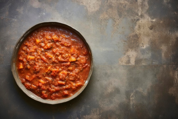 Foto close-up van een schaal gevuld met rijke en smaakvolle traditionele ragu saus