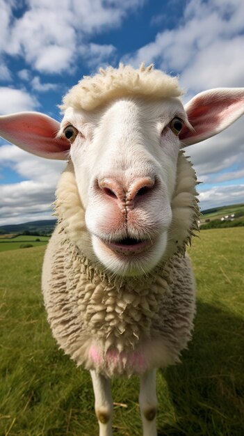 Close-up van een schaap die naar de camera kijkt