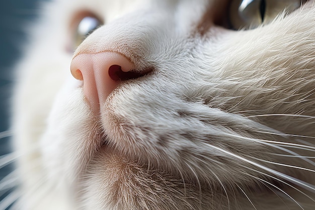 Close-up van een schattig roze katten neus en gezicht ai gegenereerd