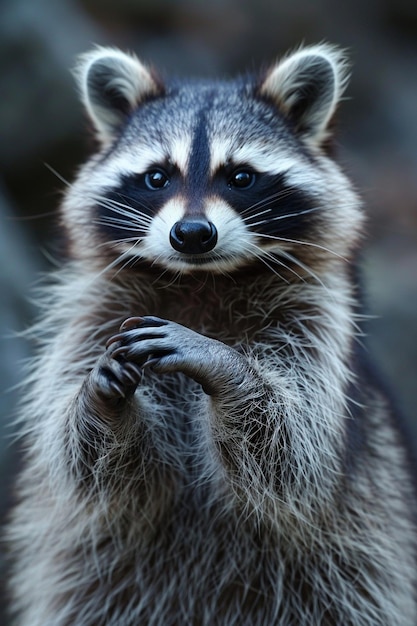 Foto close-up van een schattige gelukkige wasbeer