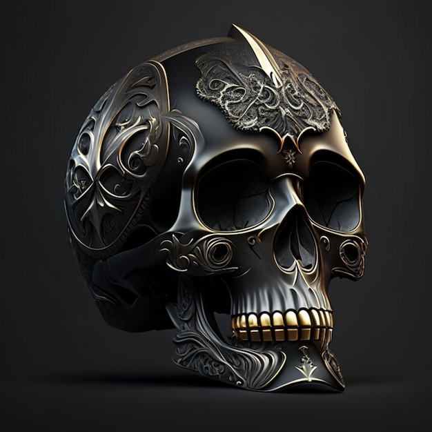 Close-up van een schedel met een ontwerp erop generatieve ai