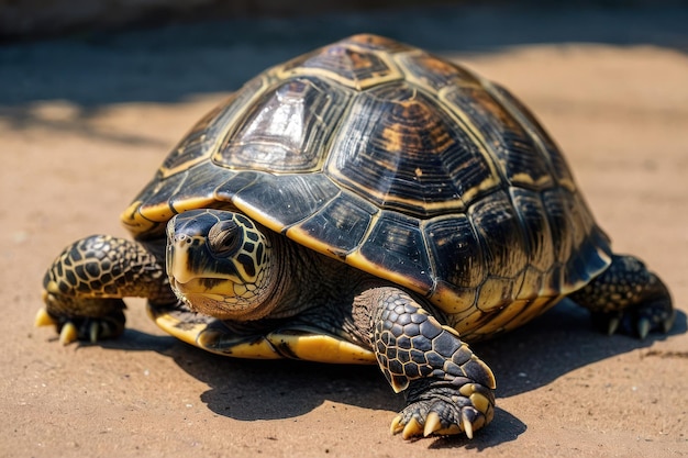 Close-up van een schildpad in zijn natuurlijke habitat
