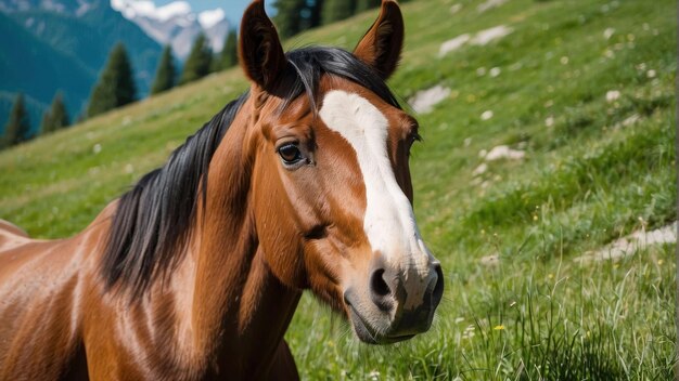 Close-up van een serene paard in de natuur