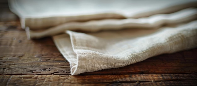 Foto close-up van een servet op een houten tafel