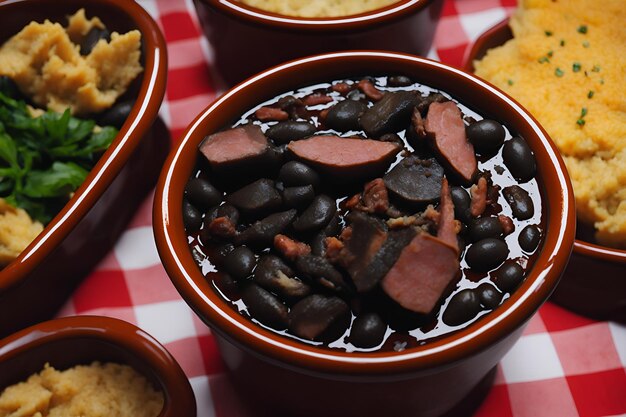 Close-up van een smakelijke Feijoada uit Brazilië, traditioneel en vol van smaak met zijn sappige vlees