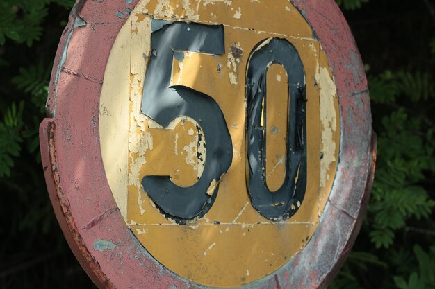 Foto close-up van een verkeersbord