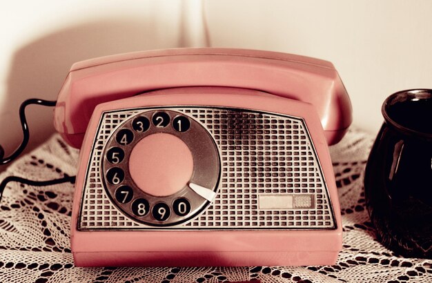 Foto close-up van een vintage telefoon