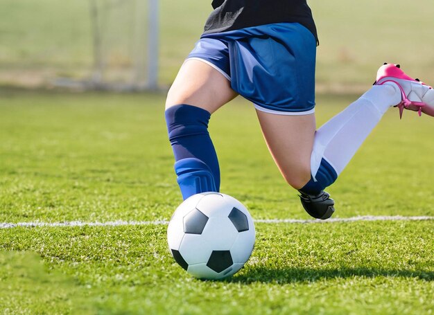 Close-up van een voetbal in het midden van het stadion