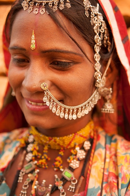 Close-up van een vrouw in traditionele kleding