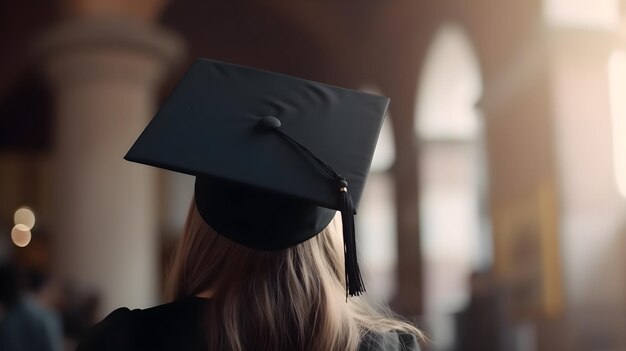 Foto close-up van een vrouw met afstudeerpet generatieve ai