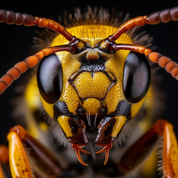 Close-up van een wespe op een honingraat