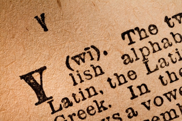 Close-up van een Y de 25e letter van het Latijnse alfabet