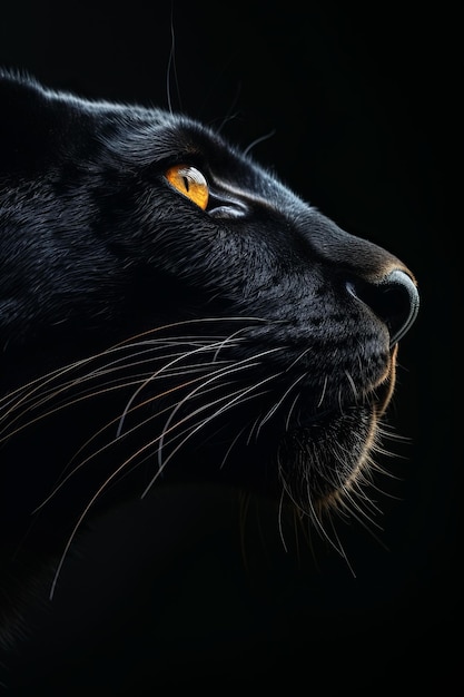 Close-up van een zwarte kat met gele ogen