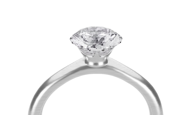 Close up van elegante diamanten ring op witte achtergrond 3D render