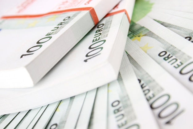Close-up van euro contant geld stapel geld