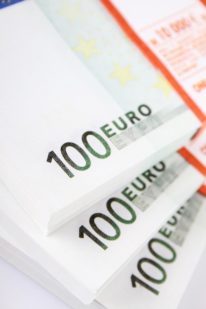 Close-up van euro contant geld stapel geld