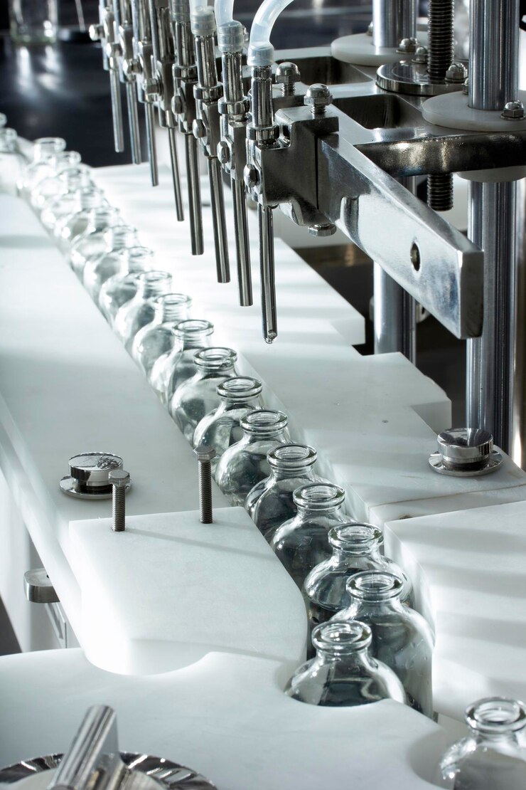 Close-up van farmaceutische productielijnstandaard