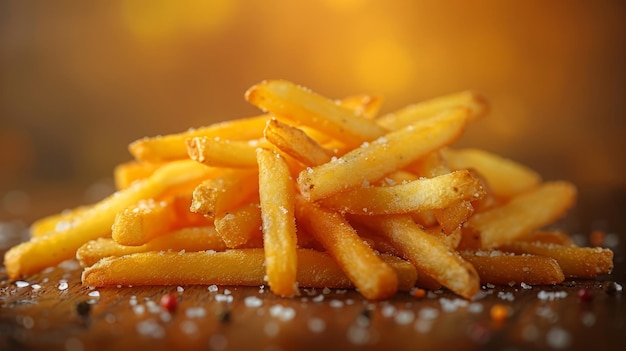 Close-up van frietjes of aardappelchips voor reclame voor commerciële producten