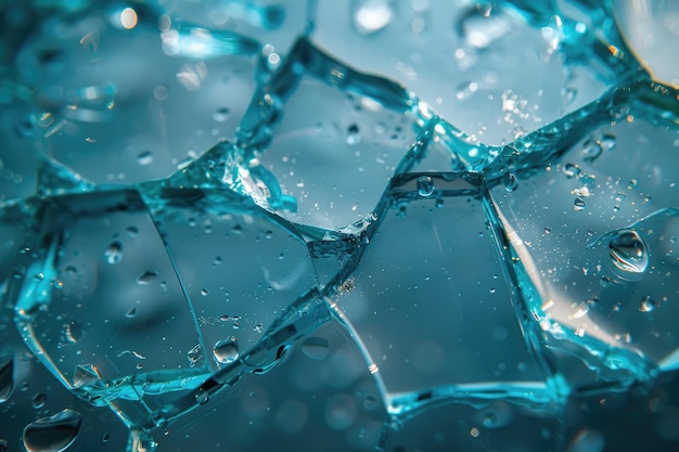 Close-up van gebroken blauw glas