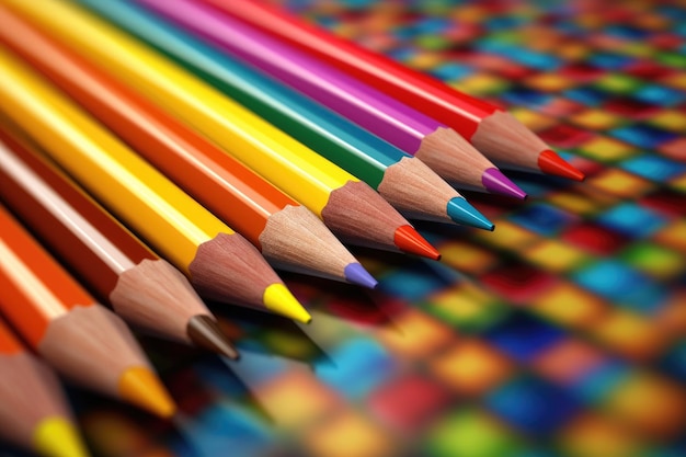 Close-up van gekleurde potloden generatieve ai