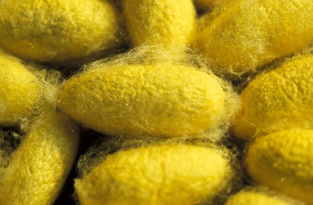 Close-up van gele zijden ballen