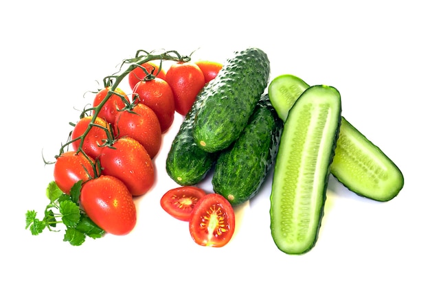 Close-up van groenten op een witte achtergrond