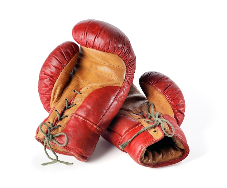 Foto close-up van handschoenen op witte achtergrond