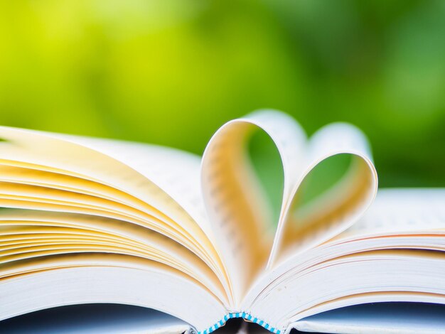 Foto close-up van hartvormige pagina's in een boek