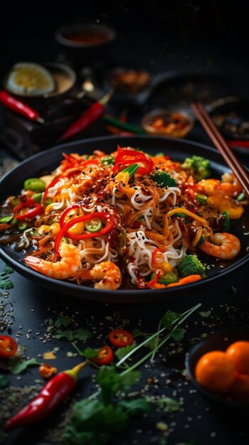 Close-up van heerlijk Aziatisch eten.