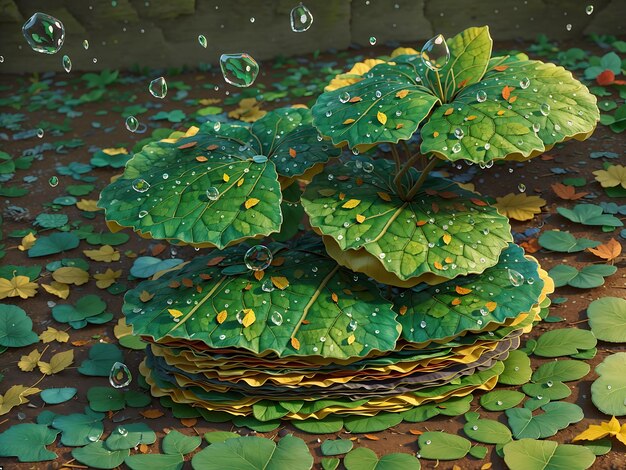 Close up van herfstblad met regendruppels