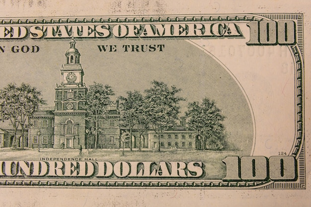 Close-up van het Amerikaanse bankbiljet van honderd dollar