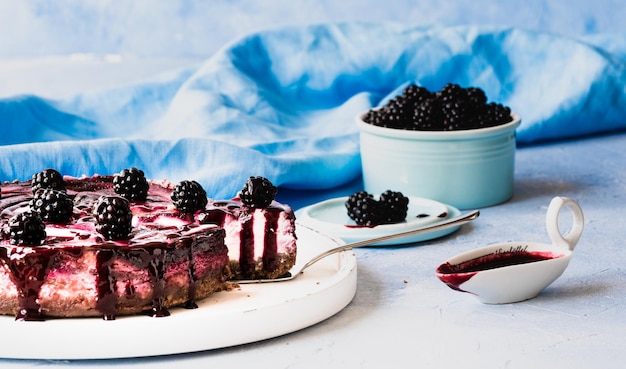 Foto close-up van het dessert op het bord