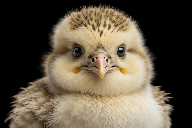 Close-up van het gezicht van een baby kip op transparante achtergrond generatieve Ai